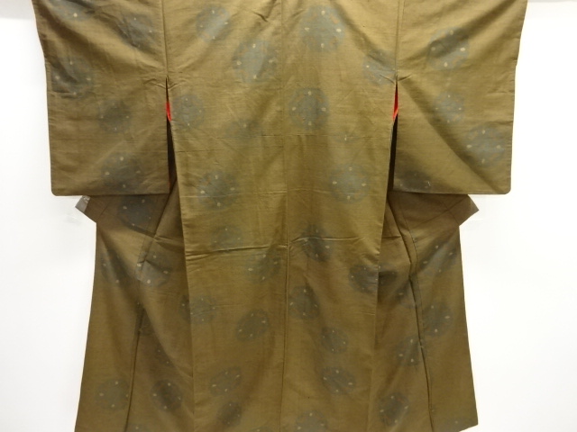 大正ロマン　華紋模様織り出し手織り紬着物